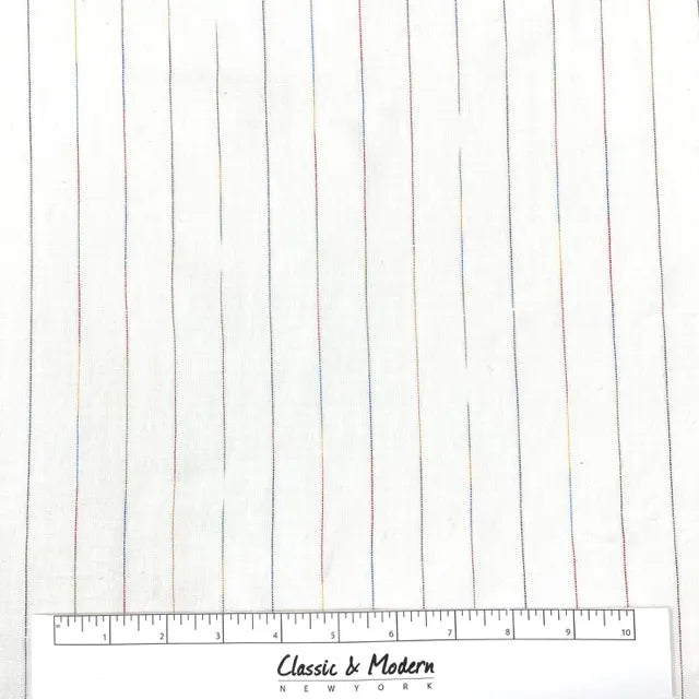 Thin Striped Multi Colors 100% Natural Linen Flat Relaxed Casual Roman Shade | CL1043