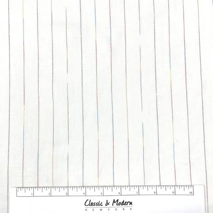 Thin Striped Multi Colors 100% Natural Linen Flat Relaxed Casual Roman Shade | CL1043