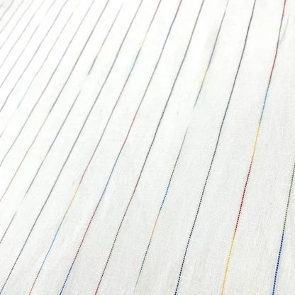 Thin Striped Multi Colors 100% Natural Linen Flat Relaxed Casual Roman Shade | CL1043