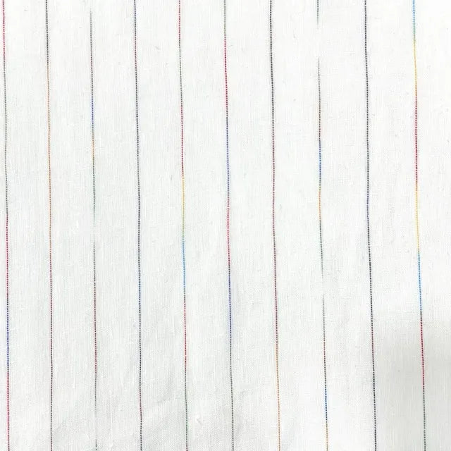 Thin Striped Multi Colors 100% Natural Linen Flat Relaxed Casual Roman Shade | CL1043