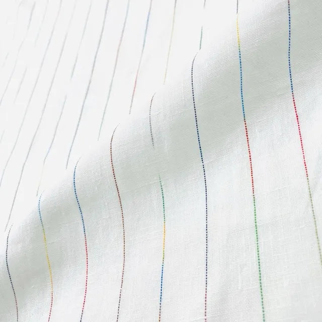 Thin Striped Multi Colors 100% Natural Linen Flat Relaxed Casual Roman Shade | CL1043