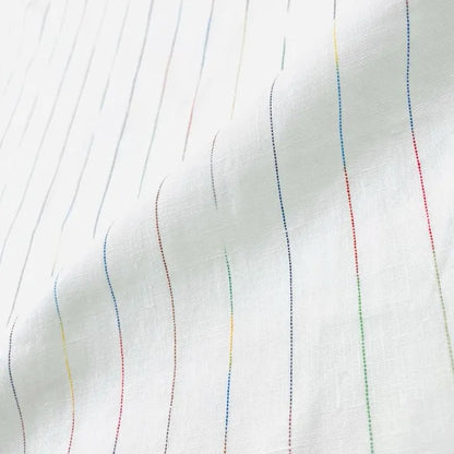 Thin Striped Multi Colors 100% Natural Linen Flat Relaxed Casual Roman Shade | CL1043