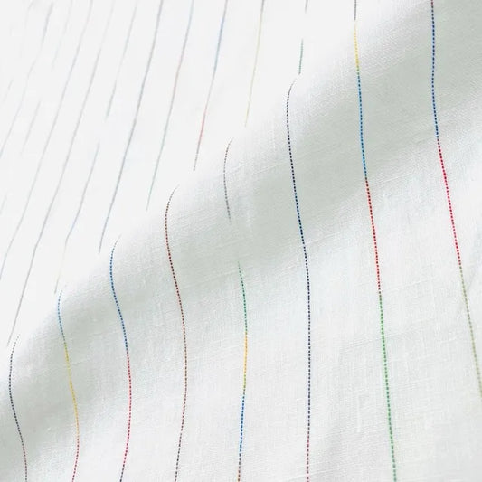Thin Striped Multicolor 100% Natural Linen Fabric by the Yard | 53" Width | CL1043