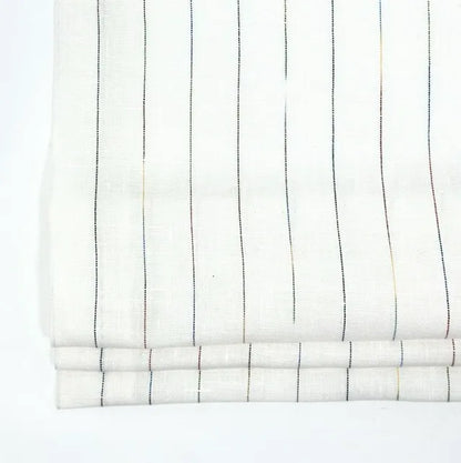Thin Striped Multi Colors 100% Natural Linen Flat Relaxed Casual Roman Shade | CL1043