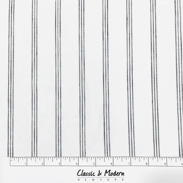 Dark Grey Thin Stripes 100% Natural Linen contemporary Flat Roman Shade | CL1044