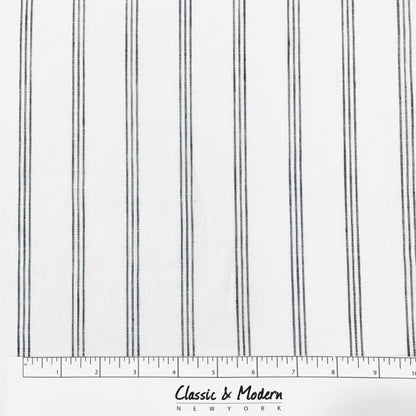 Dark Grey Thin Stripes 100% Natural Linen contemporary Flat Roman Shade | CL1044