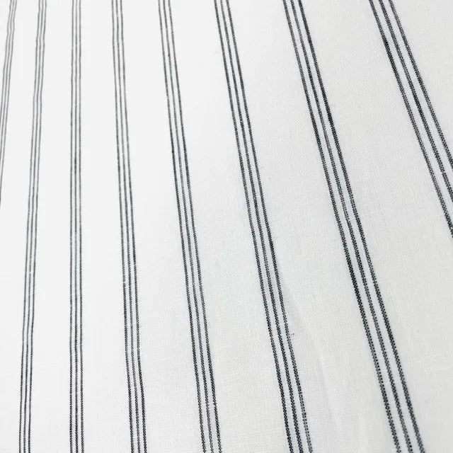Dark Grey Thin Stripes 100% Natural Linen contemporary Flat Roman Shade | CL1044
