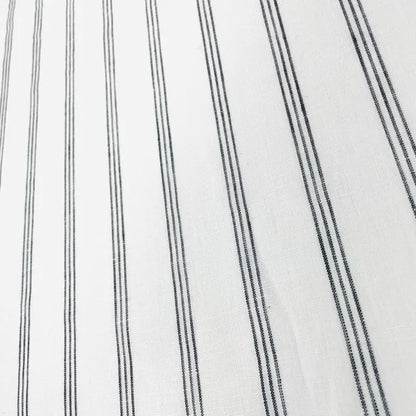 Dark Grey Thin Stripes 100% Natural Linen contemporary Flat Roman Shade | CL1044