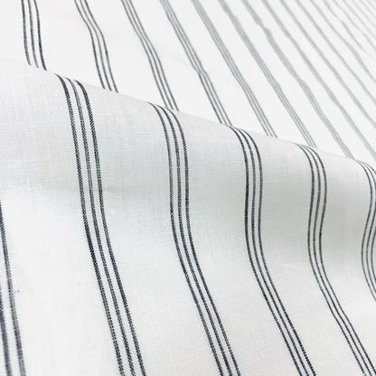 Dark Grey Thin Stripes 100% Natural Linen contemporary Flat Roman Shade | CL1044
