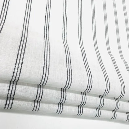 Dark Grey Thin Stripes 100% Natural Linen contemporary Flat Roman Shade | CL1044