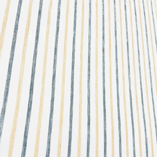 Green Yellow Striped 100% Natural Linen Fabric by the Yard | 53"Width | CL1045