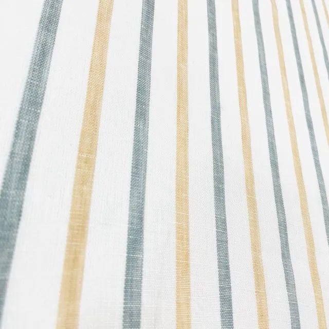 Green Yellow Striped 100% Natural Linen Flat roman Shade | CL1045