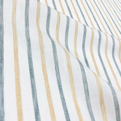 Green Yellow Striped 100% Natural Linen Flat roman Shade | CL1045