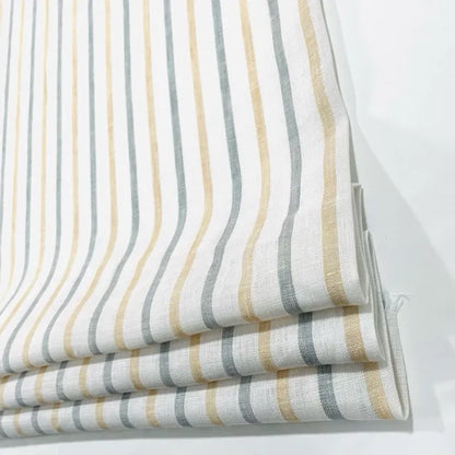 Green Yellow Striped 100% Natural Linen Fabric by the Yard | 53"Width | CL1045