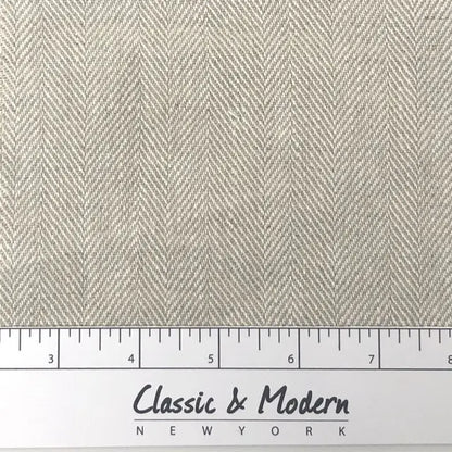 Ecru Herringbone Pattern 100% Natural Linen Flat Custom Roman Shade, CL1047