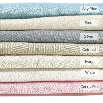 Ecru Herringbone Pattern 100% Natural Linen Flat Custom Roman Shade, CL1047