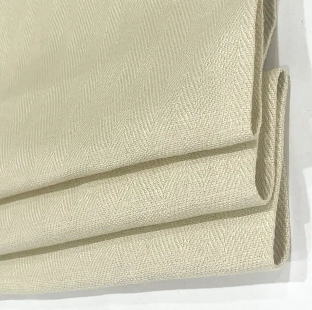 Ecru Herringbone Pattern 100% Natural Linen Flat Custom Roman Shade, CL1047