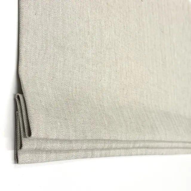 Herringbone Pattern 100% Natural Linen Flat Custom Farmhouse Modern Roman Shade, CL1047