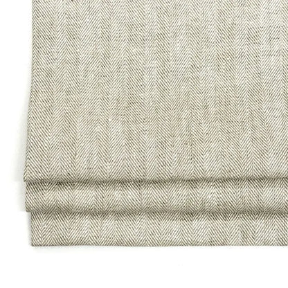 Herringbone Pattern 100% Natural Linen Flat Custom Farmhouse Modern Roman Shade, CL1047