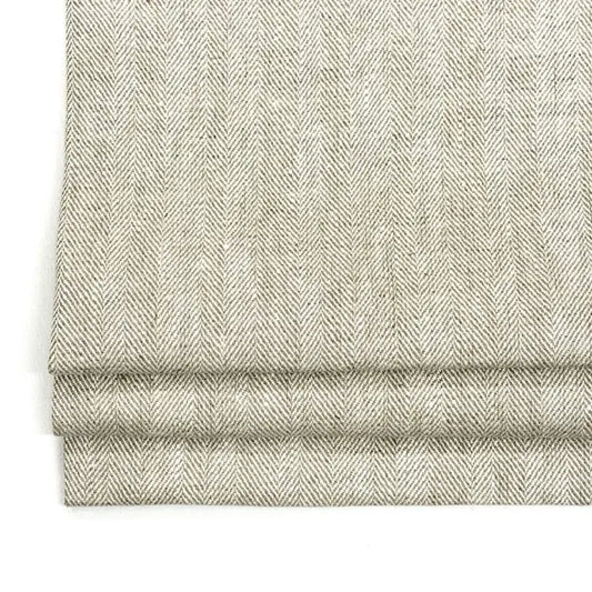 Herringbone 100% Natural Linen Flat Roman Shade, Custom Farmhouse Modern Blinds | CL1047