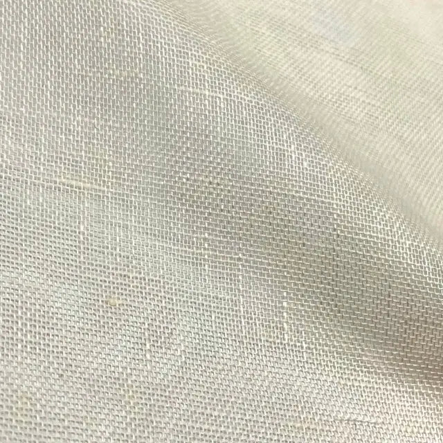 Ecru open weave sheer linen fabric swatch
