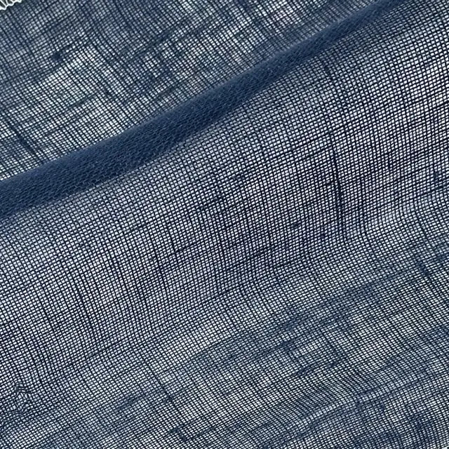Indigo open weave sheer linen fabric swatch