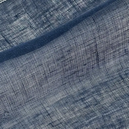 Indigo open weave sheer linen fabric swatch