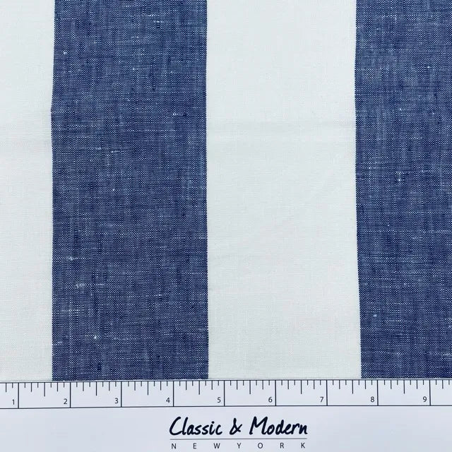 3" Stripe 100% Natural Linen Fabric By The Yard, 118"Width, CL1055