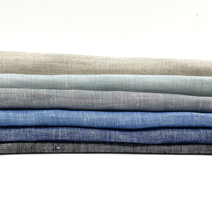 Blue Double Width 100% Natural Linen Fabric Flat Roman Shade, CL1056