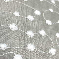 Embroidery Filigree Blend Linen Fabric By The Yard, White, Beach, Stone, Curtain, Drapery, Table Top, 54" Width, 130gsm/CL1059
