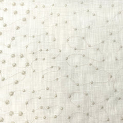Embroidery Filigree Blend Linen Fabric By The Yard, White, Beach, Stone, Curtain, Drapery, Table Top, 54" Width, 130gsm/CL1059