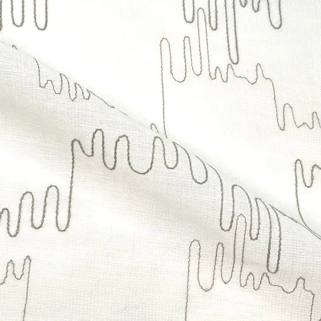 Modern Abstract Line Embroidered Blend Linen Fabric By The Yard, 58"Width, CL1062