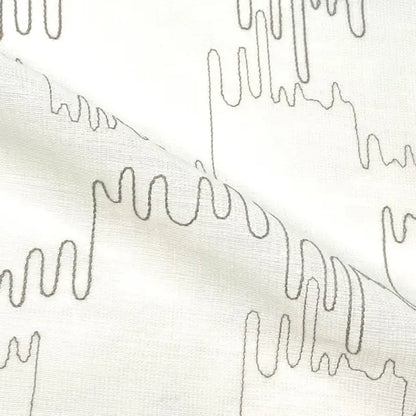 Modern Abstract Line Embroidered Blend Linen Fabric By The Yard, 58"Width, CL1062
