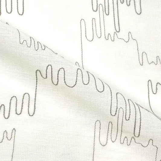 Modern Abstract Line Embroidered Blend Linen Fabric By The Yard, 58"Width, CL1062