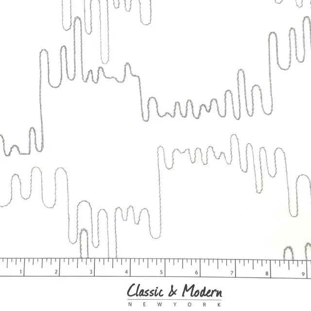 Modern Abstract Line Embroidered Blend Linen Fabric By The Yard, 58"Width, CL1062