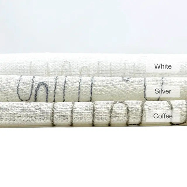 Modern Abstract Line Embroidered Blend Linen Fabric By The Yard, 58"Width, CL1062