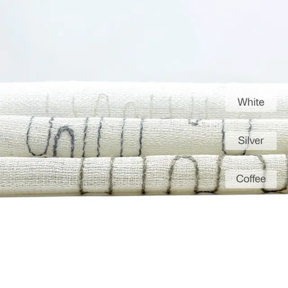 Modern Abstract Line Embroidered Blend Linen Fabric By The Yard, 58"Width, CL1062