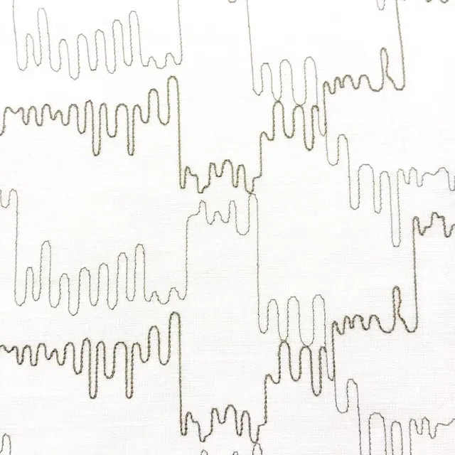 Modern Abstract Line Embroidered Blend Linen Fabric By The Yard, 58"Width, CL1062