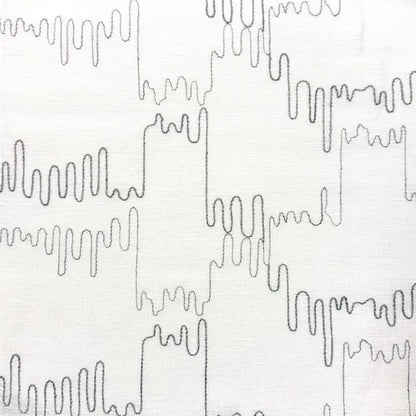 Modern Abstract Line Embroidered Blend Linen Fabric By The Yard, 58"Width, CL1062