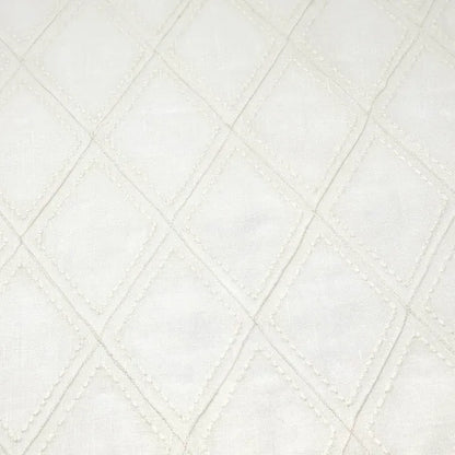 Embroidered Diamond Trellis Blend Linen Sheer Flat Roman Shade, CL1078