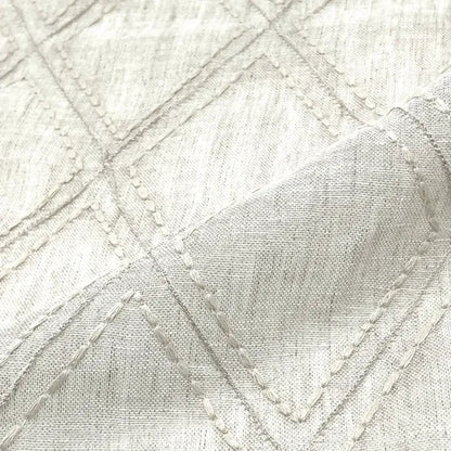 Embroidered Diamond Trellis Blend Linen Sheer Flat Roman Shade, CL1078