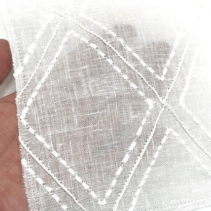 Embroidered Diamond Trellis Blend Linen Sheer Fabric By The Yard, 54" Width, CL1078