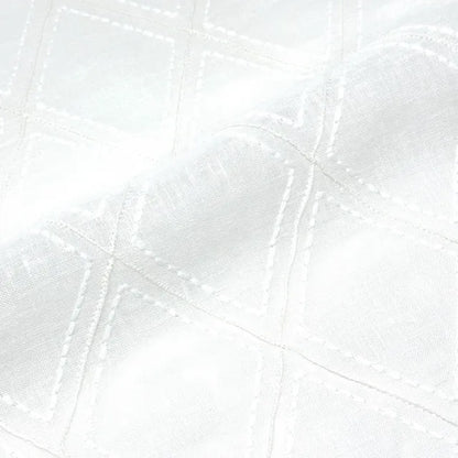 Embroidered Diamond Trellis Blend Linen Sheer Flat Roman Shade, CL1078
