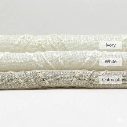 Embroidered Diamond Trellis Blend Linen Sheer Flat Roman Shade, CL1078