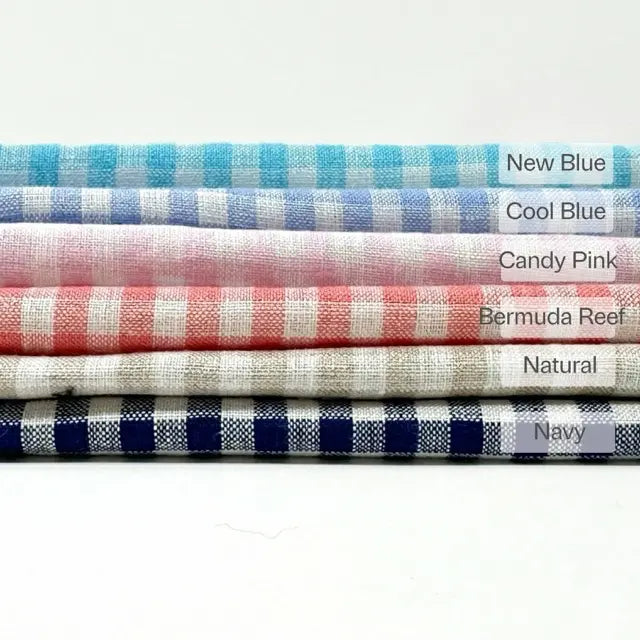 Gingham Check Linen Fabric By The Yard, 55"Width, CL1083