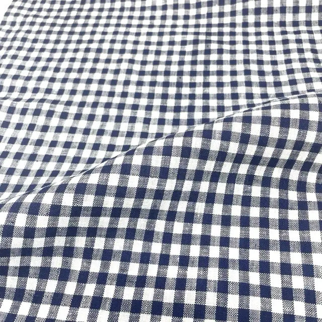 Gingham Check Linen Fabric By The Yard, 55"Width, CL1083