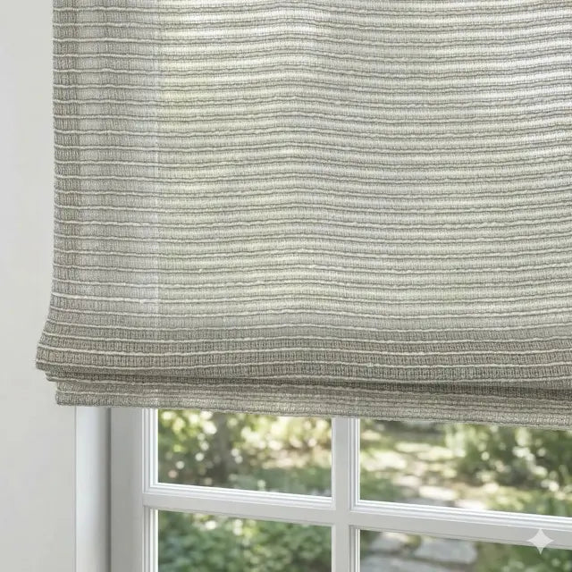 Thick Weaved linen sheer Flat Roman shade, CL1084