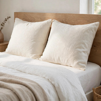 Tumbled washed premium natural linen fabric made into bed pillow covers, CL1088