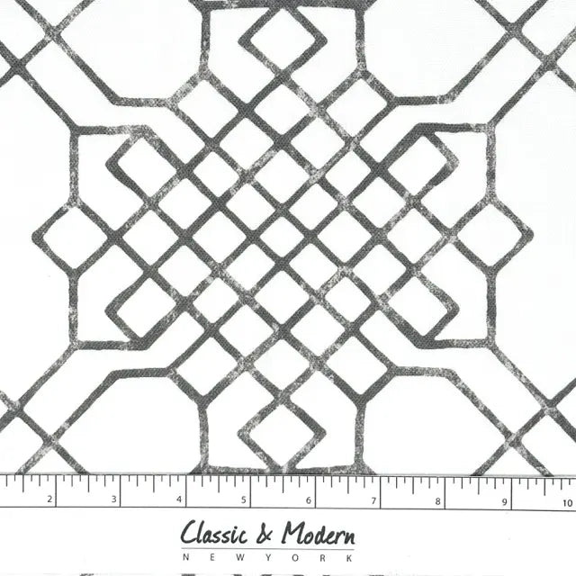 110" Extra Wide Geometric Infinity Knot Trellis Faux Linen Fabric By The Yard, 110"Width, CL1090