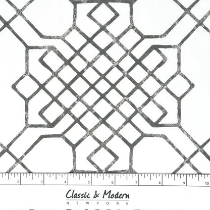 110" Extra Wide Geometric Infinity Knot Trellis Faux Linen Fabric By The Yard, 110"Width, CL1090